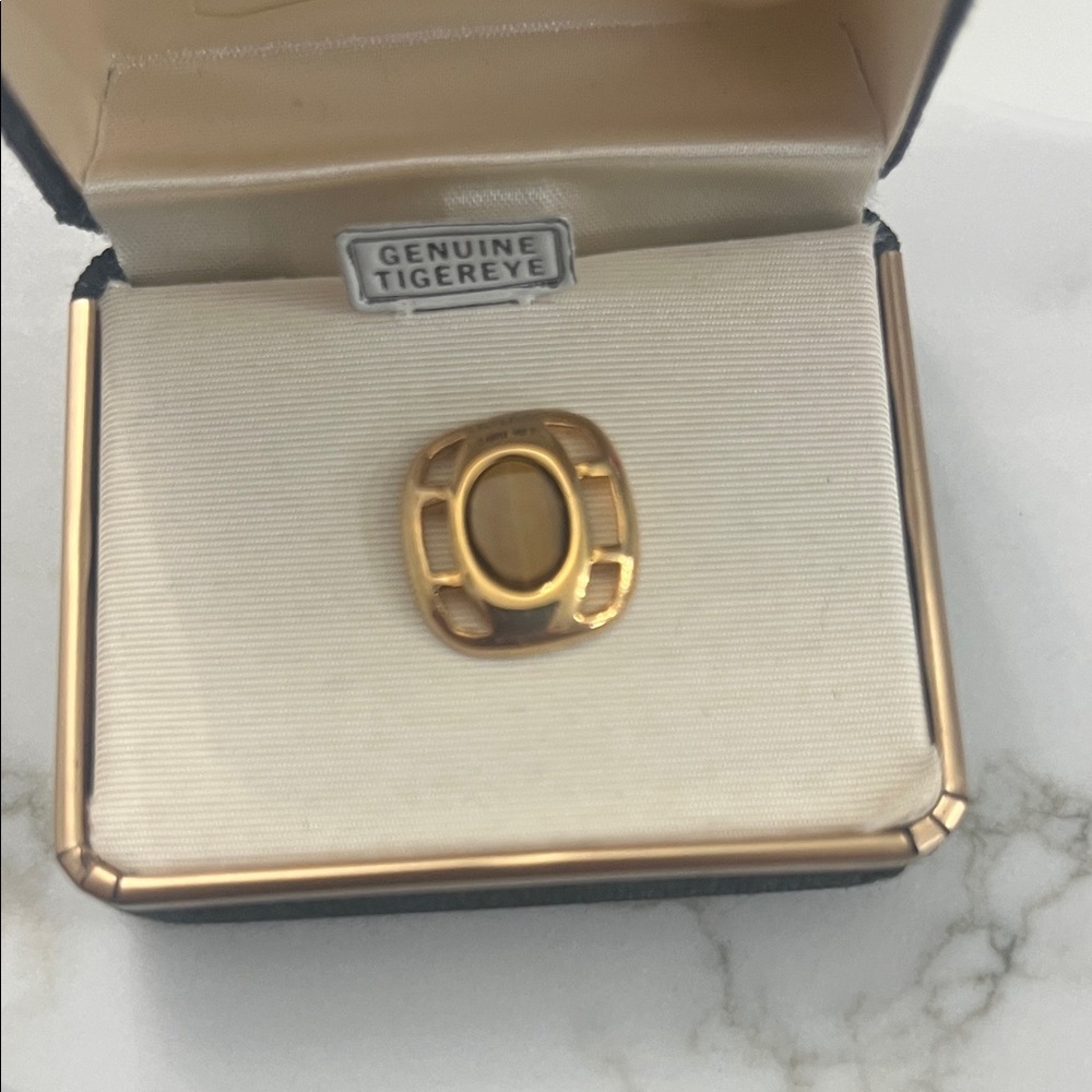 SWANK Gold Tie pin with Tiger Eye Stone - Picture 2 of 4